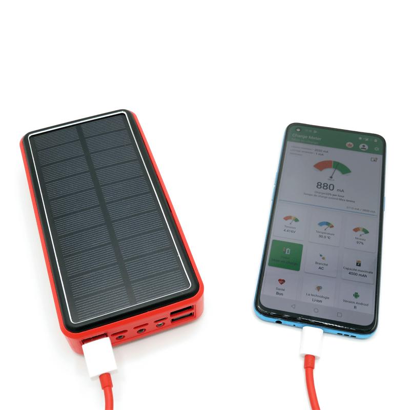 Batterie externe grande capacité avec chargeur solaire Chargeur solaire randonnée Accessoire randonnée